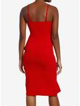 Cosmic Aura Red Asymmetrical Ruffle Wrap Dress, RED, alternate