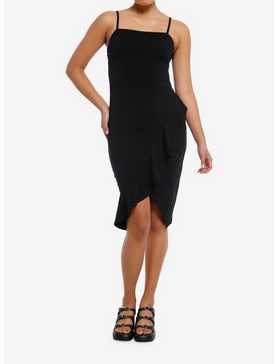 Cosmic Aura® Black Asymmetrical Ruffle Wrap Dress, , hi-res