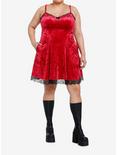 Social Collision Red Velvet Lace Slip Dress Plus Size, BLACK, alternate