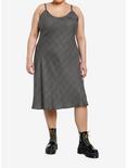 Social Collision Grey Plaid Midi Slip Dress Plus Size, BLACK, alternate