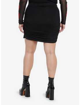 Cosmic Aura Black Ruched Mini Skirt Plus Size, , hi-res