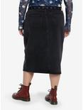 Social Collision Black Denim Belted Midi Skirt Plus Size, DENIM, alternate