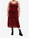 Social Collision Black & Red Roses Velvet Midaxi Dress Plus Size, BLACK, alternate