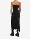 Black Ruffle Slit Strapless Maxi Dress, BLACK, alternate