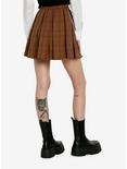 Social Collision Brown Plaid Chain Pleated Skirt, BLACK, alternate