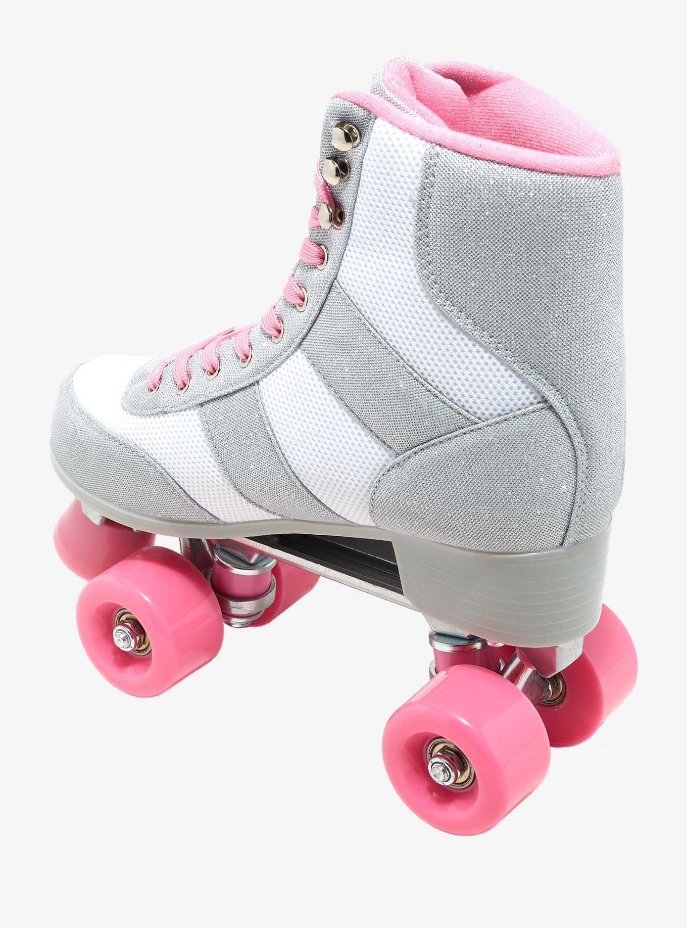 Cosmic Skates Silver & Pink Glitter Sneaker Roller Skates, , hi-res