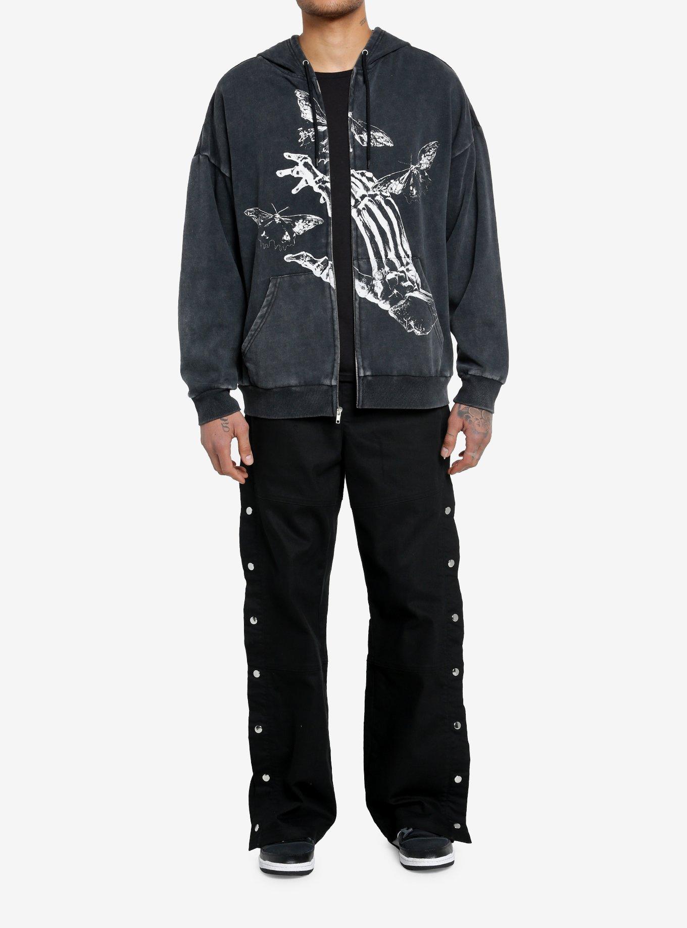 Cosmic Aura Skeleton Hand Moth Oversized Hoodie, , hi-res
