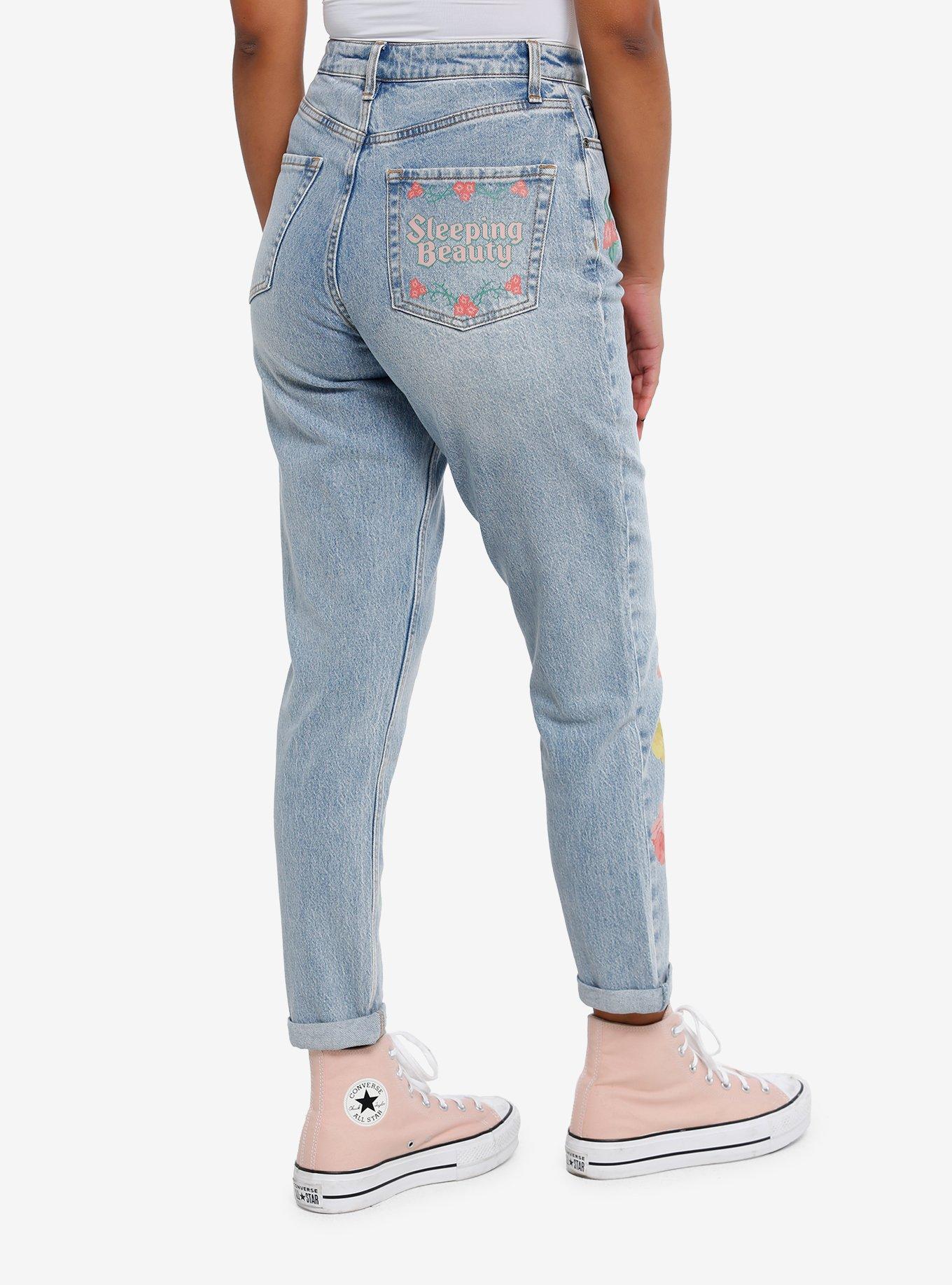 Disney Sleeping Beauty Three Good Fairies Mom Jeans, MEDIUM WASH, alternate