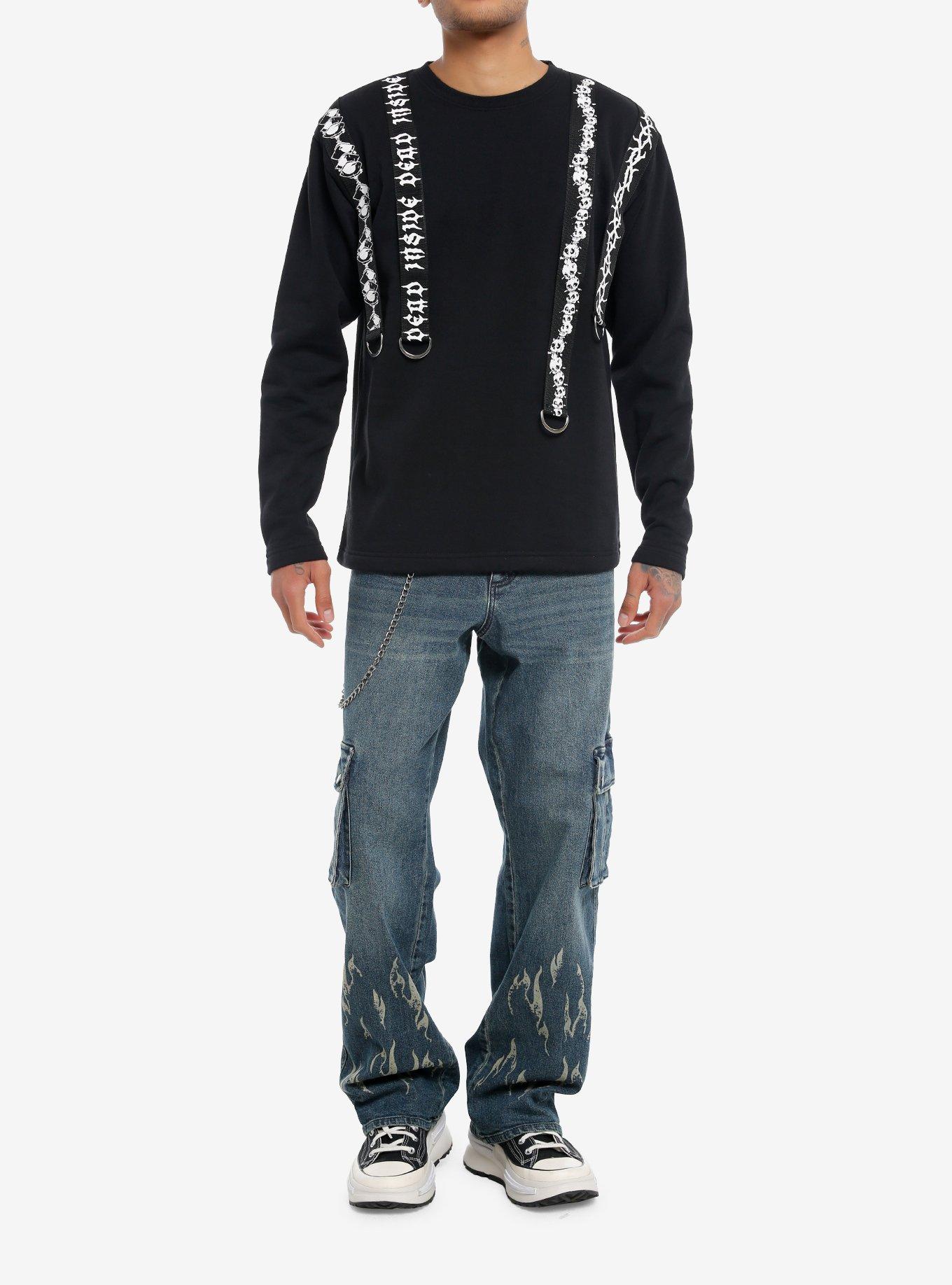 Dead Inside Graphic Straps Crewneck Sweater, , hi-res