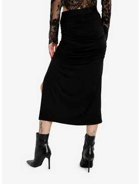 Cosmic Aura Black Ruched Midi Skirt, , hi-res