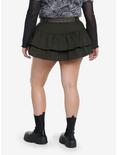 Social Collision Green Ruffle Tiered Skirt With Belt Plus Size, BLACK, alternate