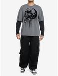 Social Collision® Dripping Skull Flocked Twofer Long-Sleeve T-Shirt, GREY, alternate