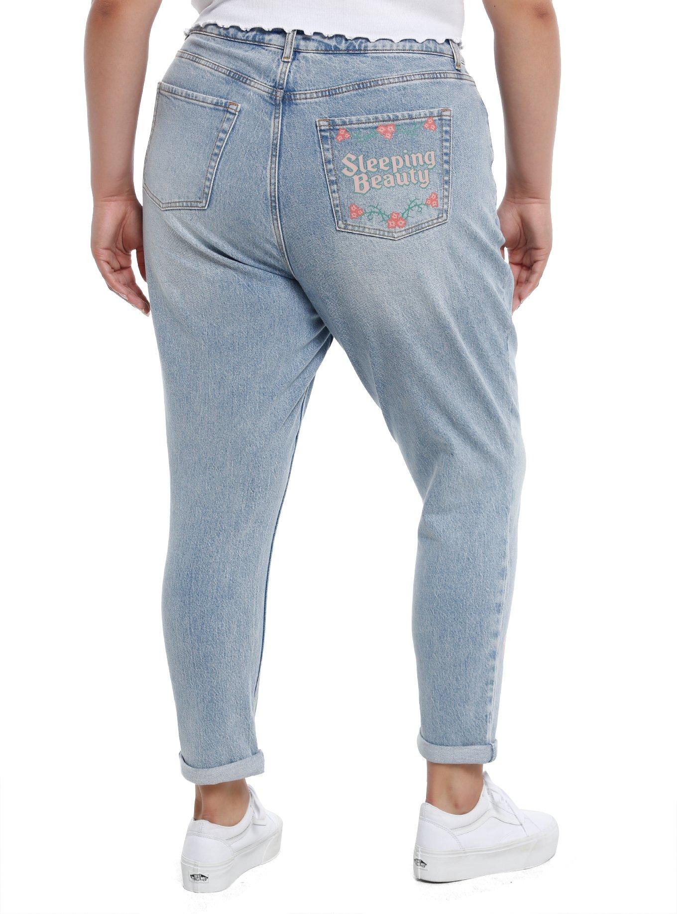 Disney Sleeping Beauty Three Good Fairies Mom Jeans Plus Size, MULTI, alternate