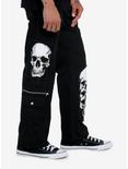 Black Skull Patch Carpenter Pants, , alternate
