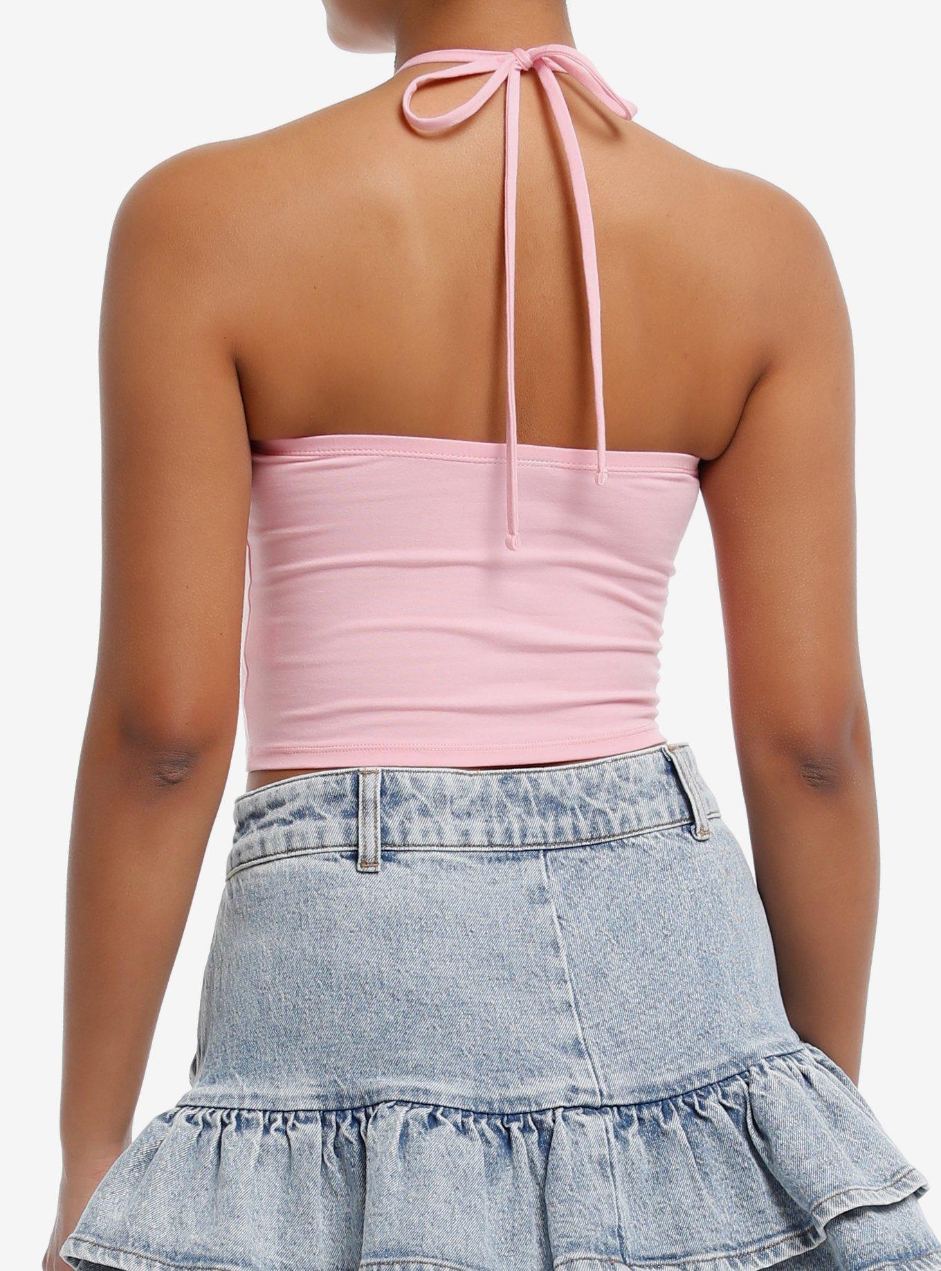 Hello Kitty Rhinestone Girls Halter Top, PINK, alternate
