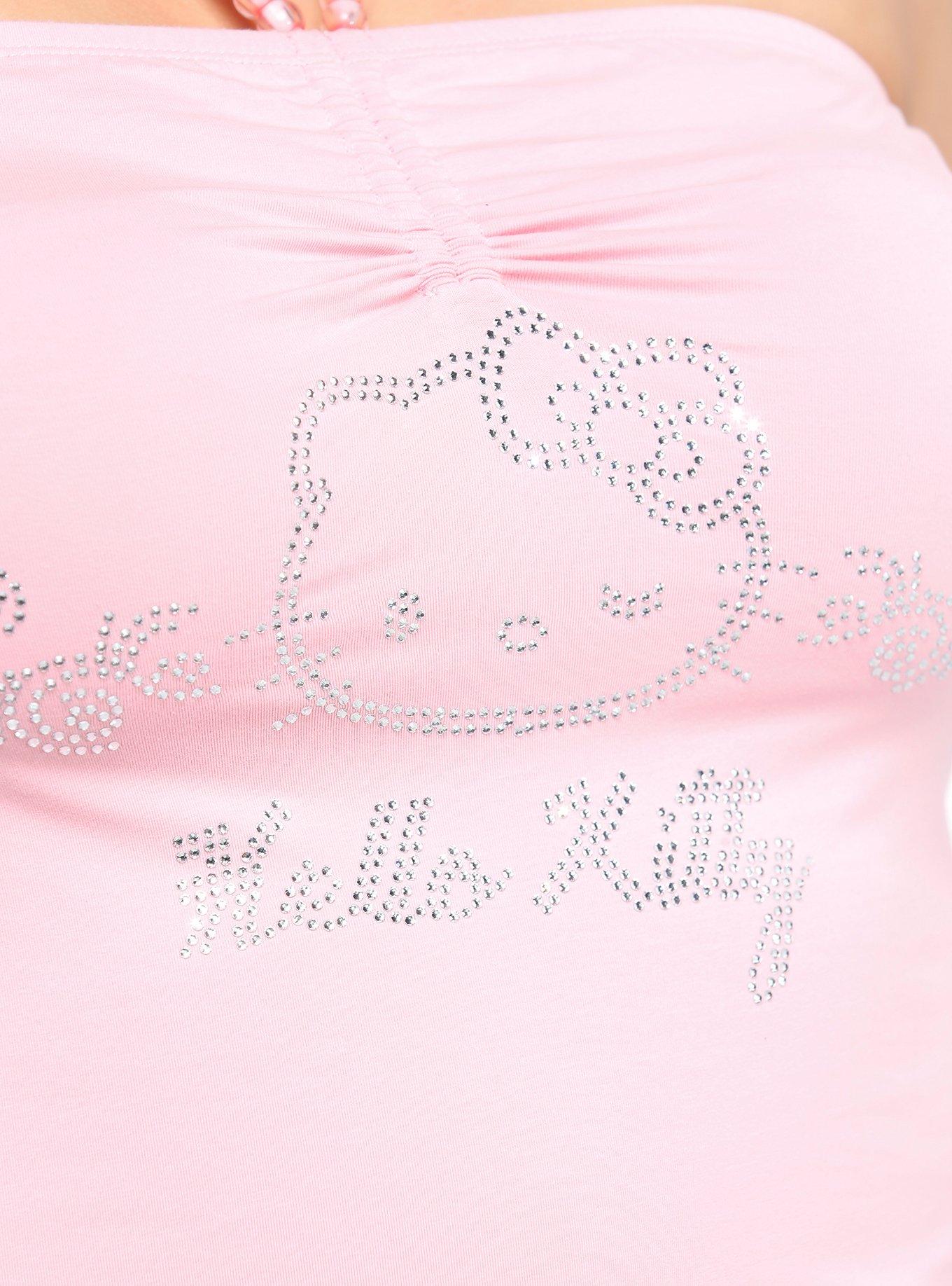 Hello Kitty Rhinestone Girls Halter Top Plus Size, PINK, alternate