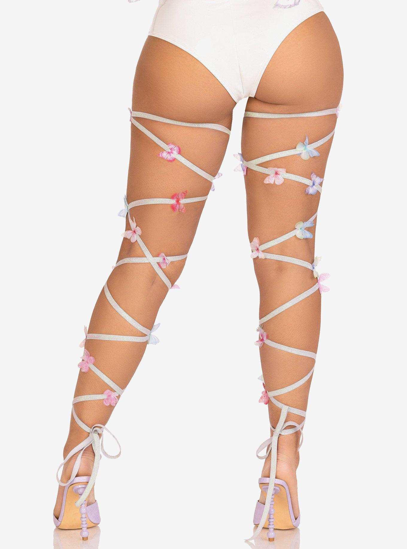 Iridescent Glitter Butterfly Leg Wraps, , alternate