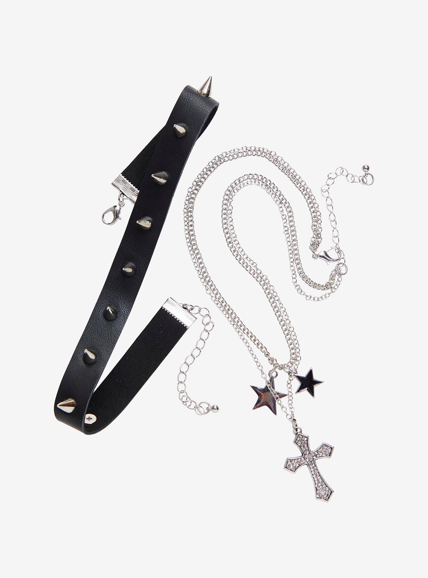 Social Collision® Cross Star Choker Necklace Set, , hi-res