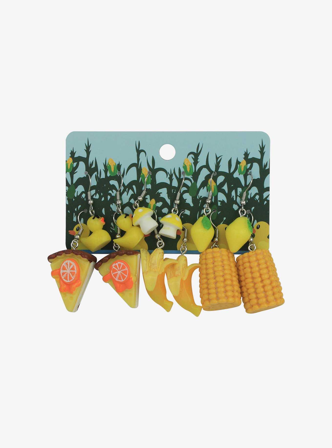 Yellow Icons & Food Figural Earring Set, , hi-res
