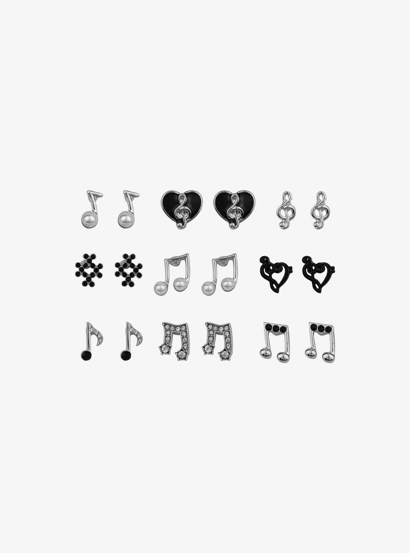 Music Note Heart Stud Earring Set, , hi-res