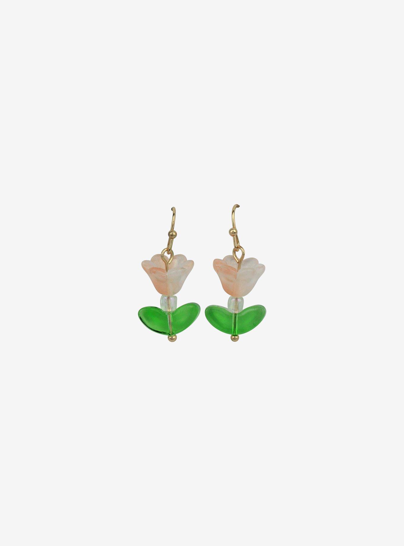 Thorn & Fable Pink Tulip Drop Earrings, , hi-res