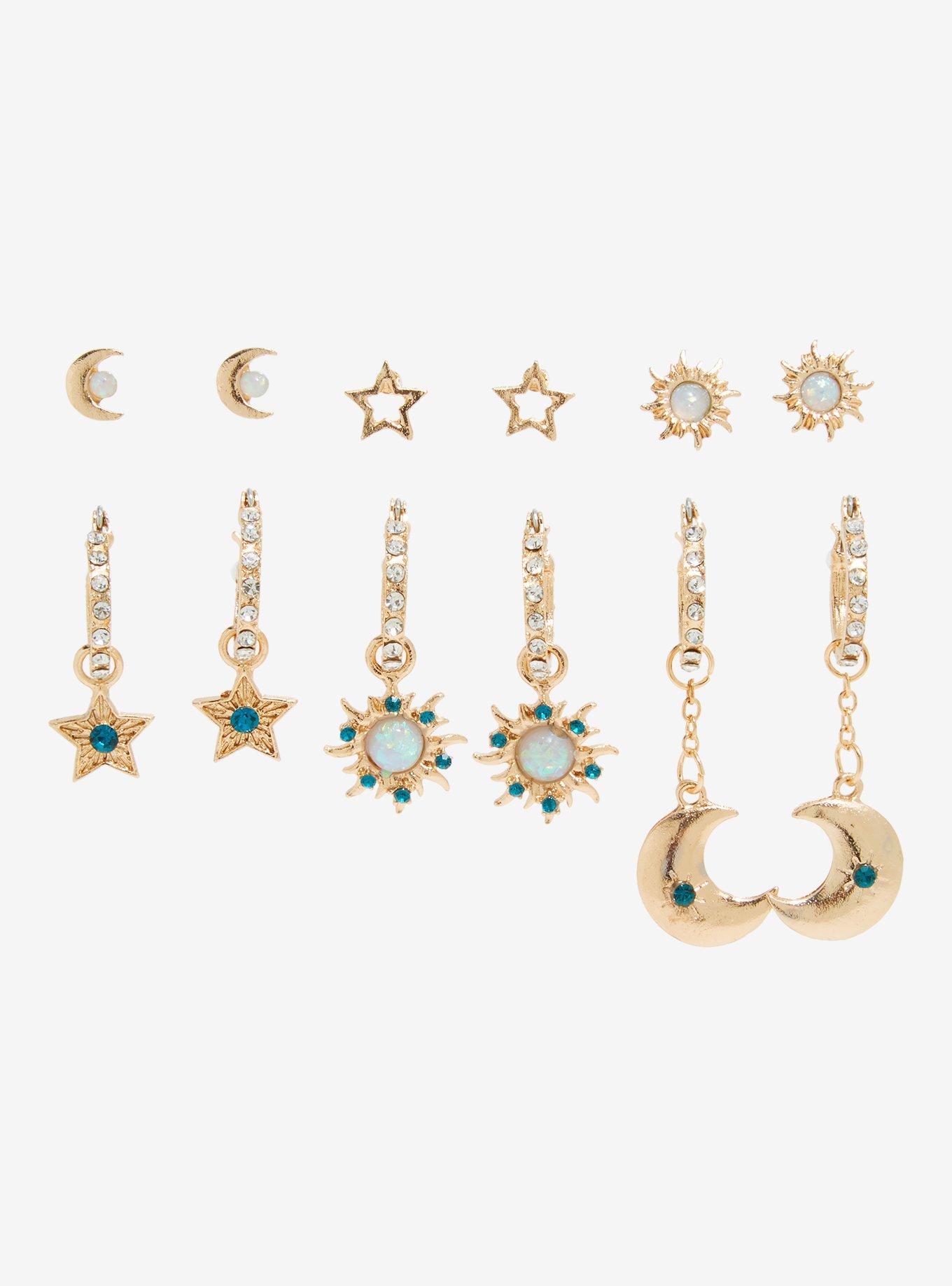 Cosmic Aura Gold Celestial Earring Set