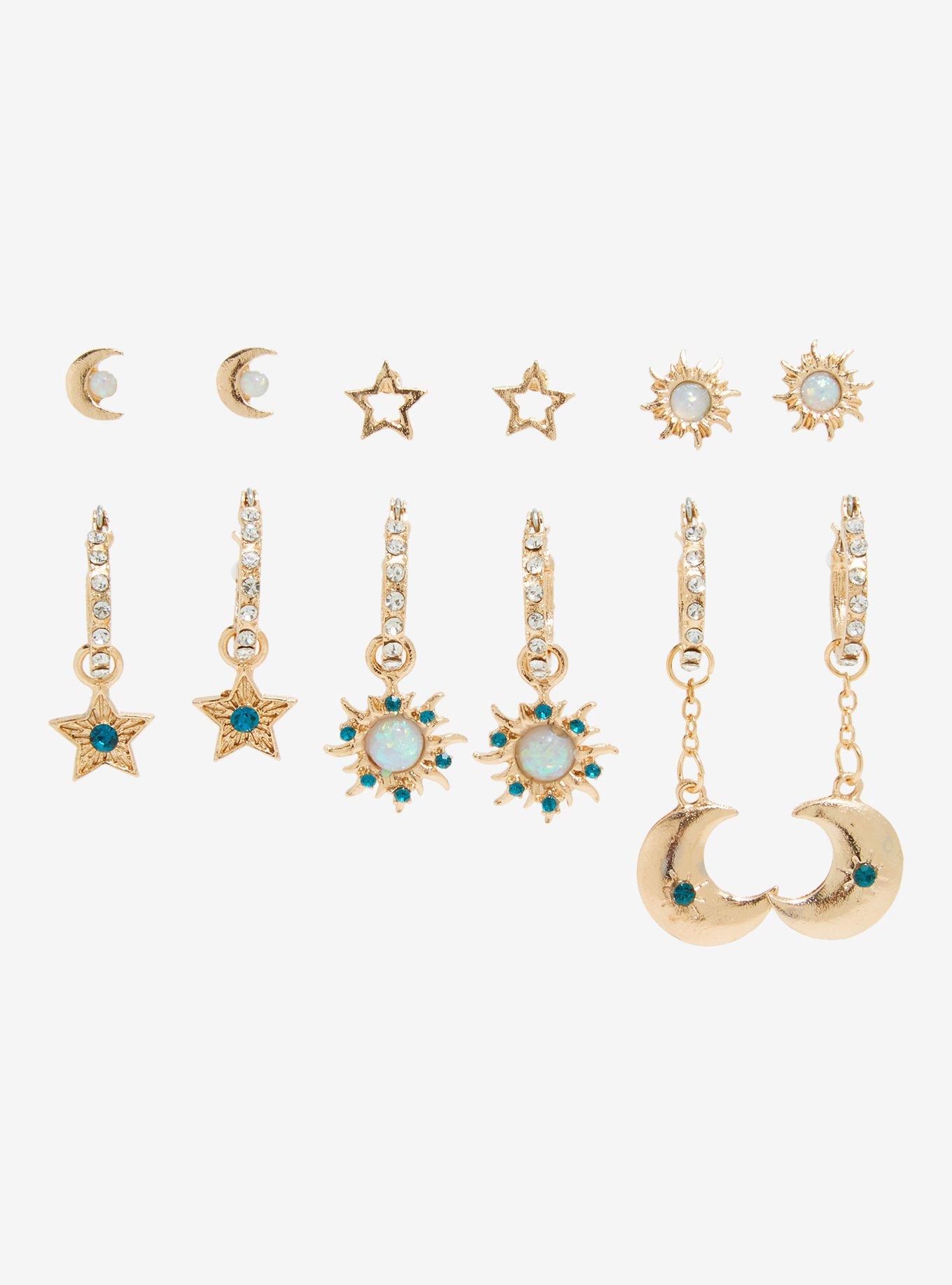 Cosmic Aura Gold Celestial Earring Set, , alternate