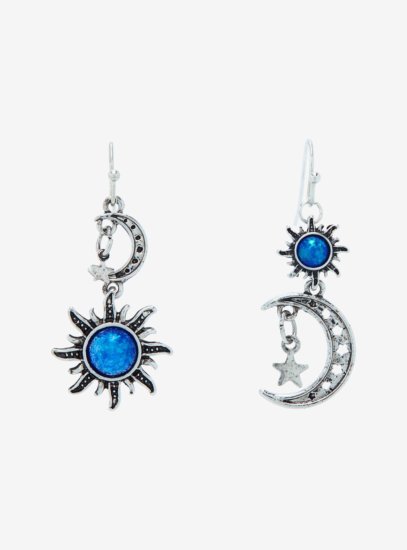 Cosmic Aura Sun & Moon Mismatch Drop Earrings, , alternate