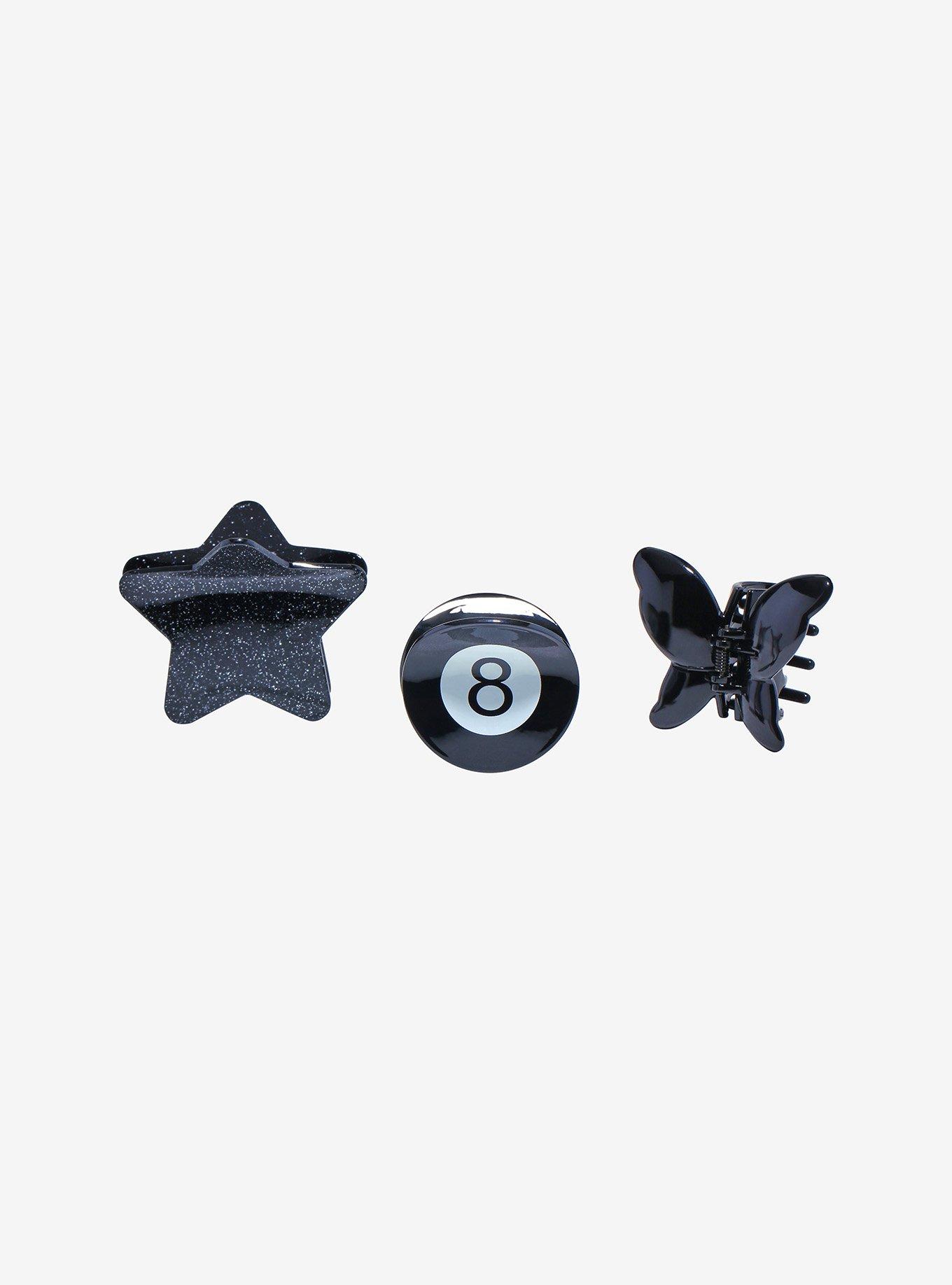 Social Collision® 8 Ball Star Butterfly Claw Hair Clip Set, , alternate