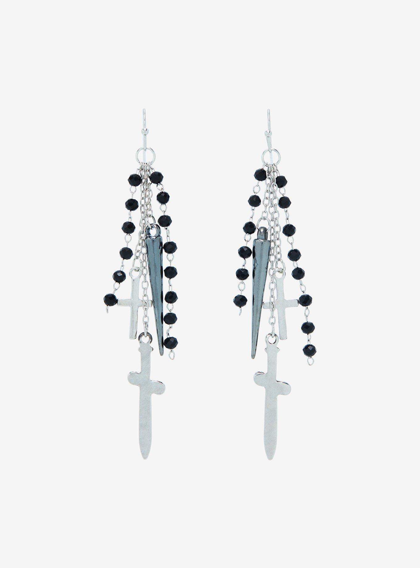 Social Collision® Spike Cross Drop Earrings, , alternate