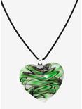 Green Swirl Murano Heart Cord Necklace, , alternate