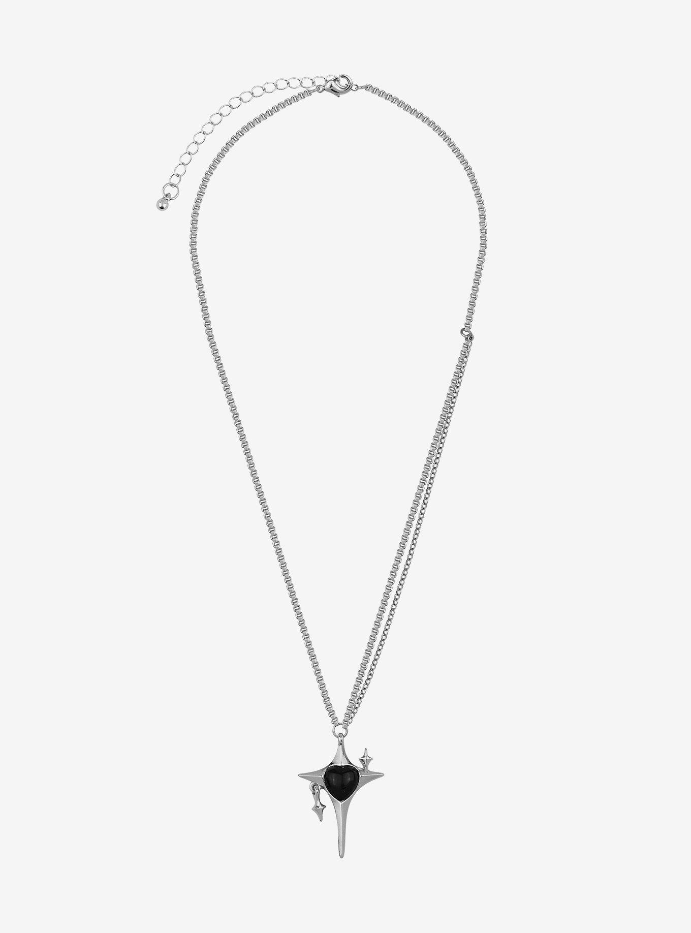 Social Collision Black & Silver Sparkle Pendant Necklace, , alternate