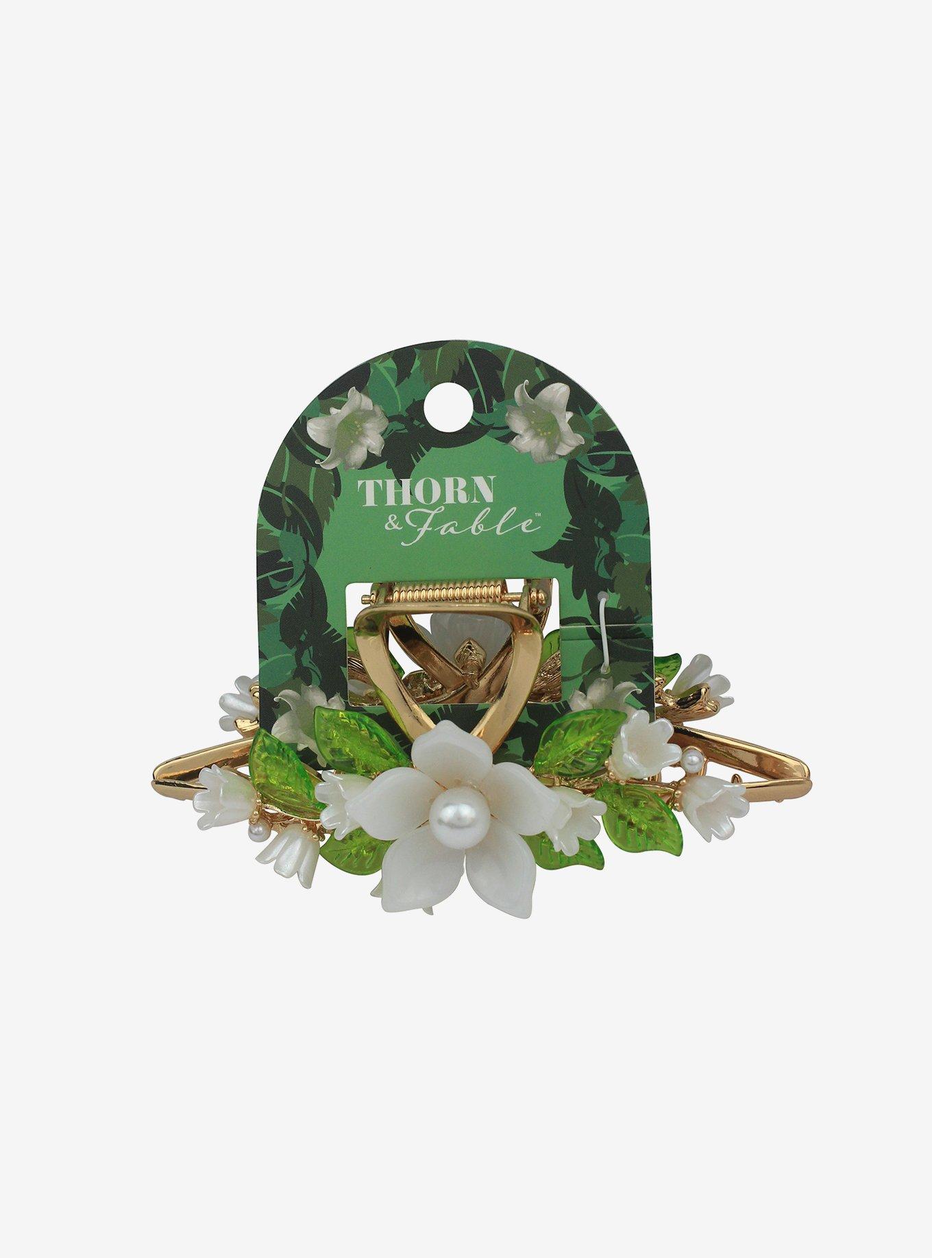 Thorn & Fable White Flower Claw Hair Clip, , hi-res