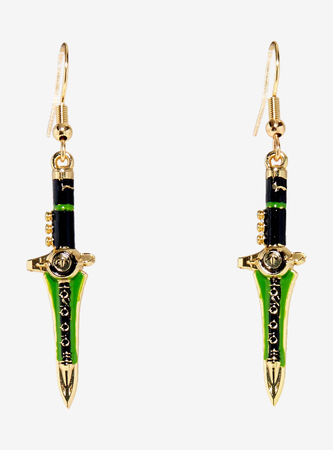Mighty Morphin Power Rangers Dragon Dagger Drop Earrings, , alternate