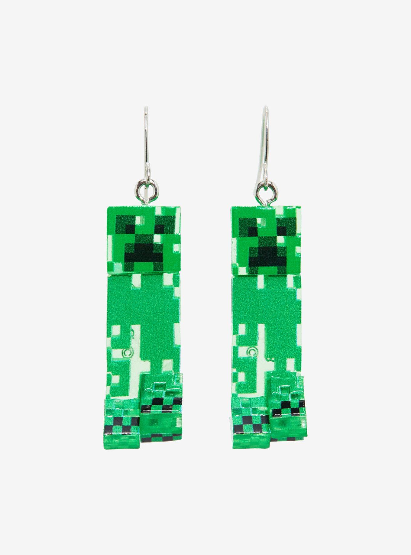 Minecraft Creeper Drop Earrings, , alternate