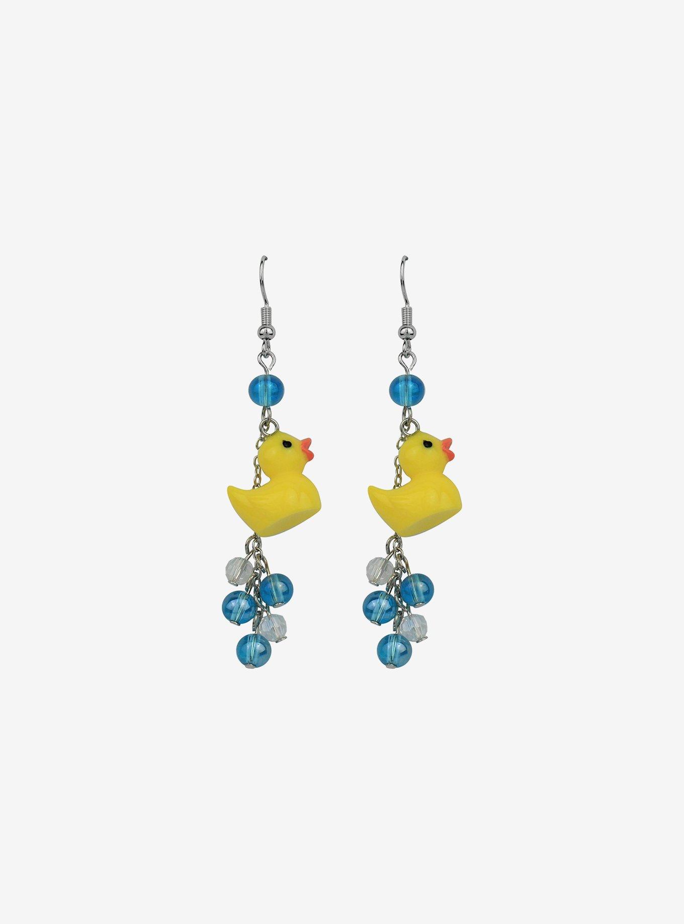 Rubber Duck Beaded Bubbles Drop Earrings, , alternate