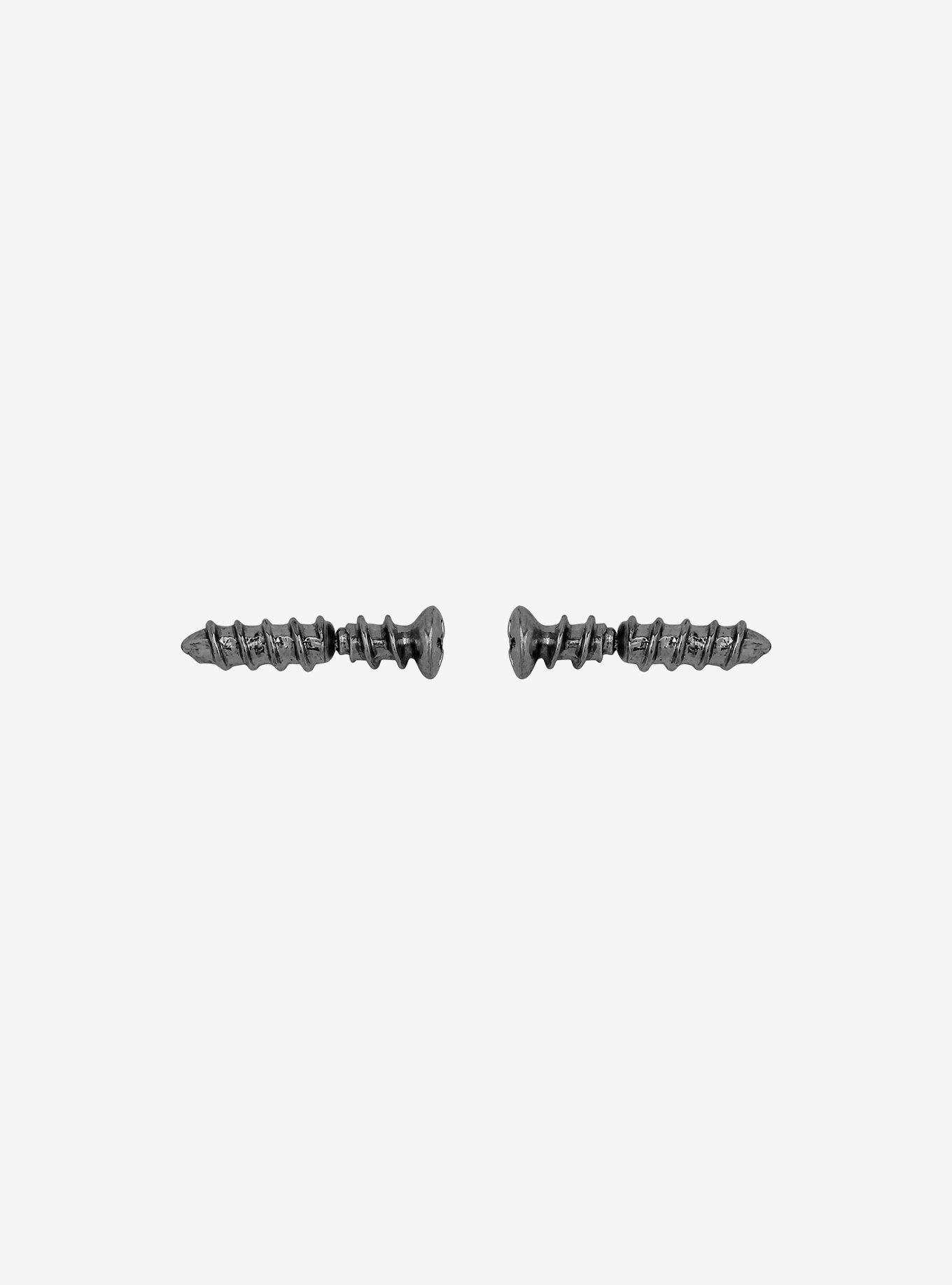 Silver Screw Front/Back Earrings, , alternate