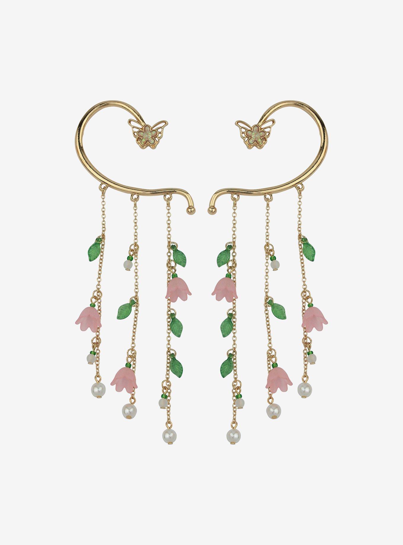 Thorn & Fable Butterfly Floral Ear Cuff Set, , alternate