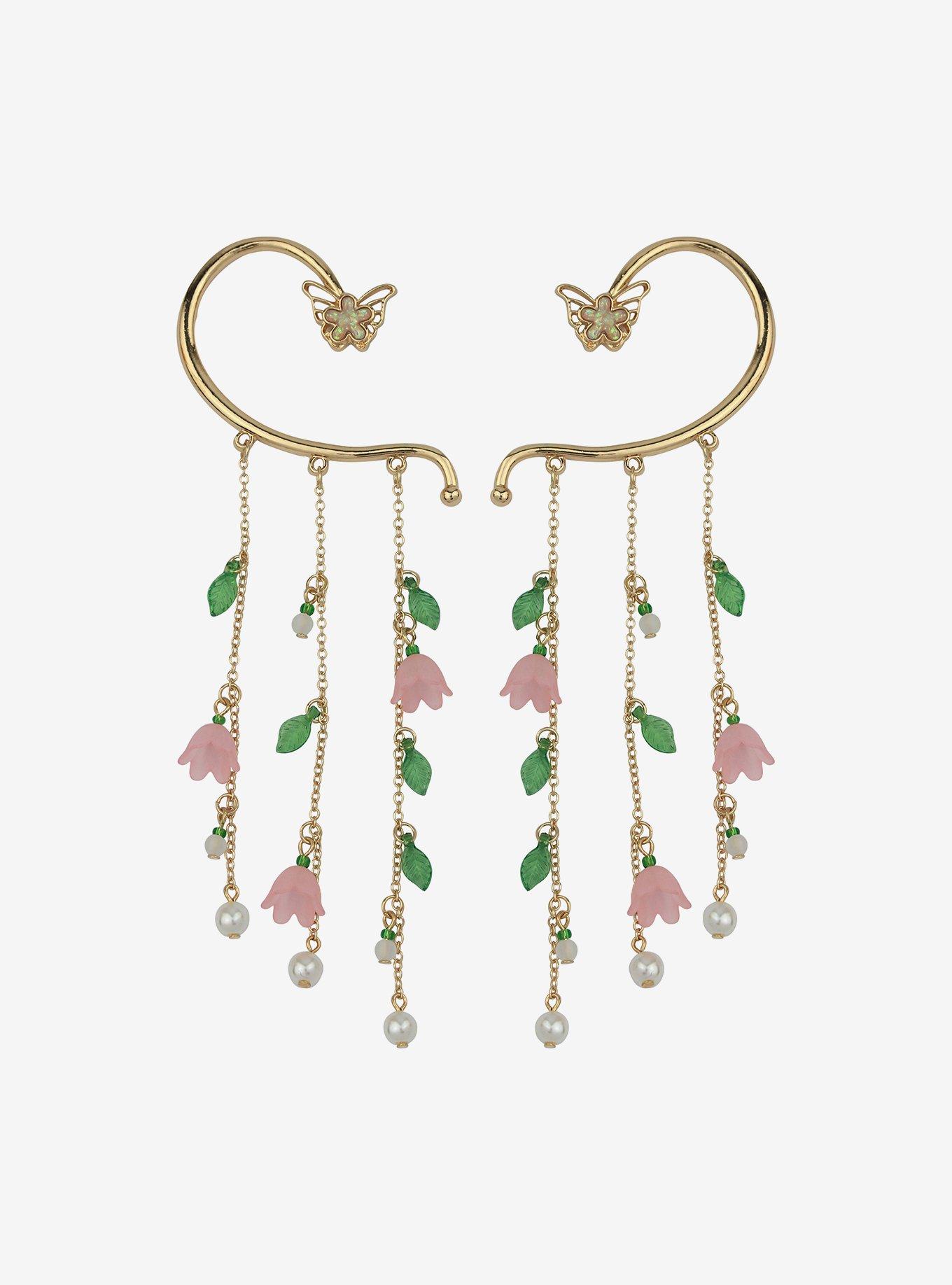 Thorn & Fable Butterfly Floral Ear Cuff Set, , hi-res