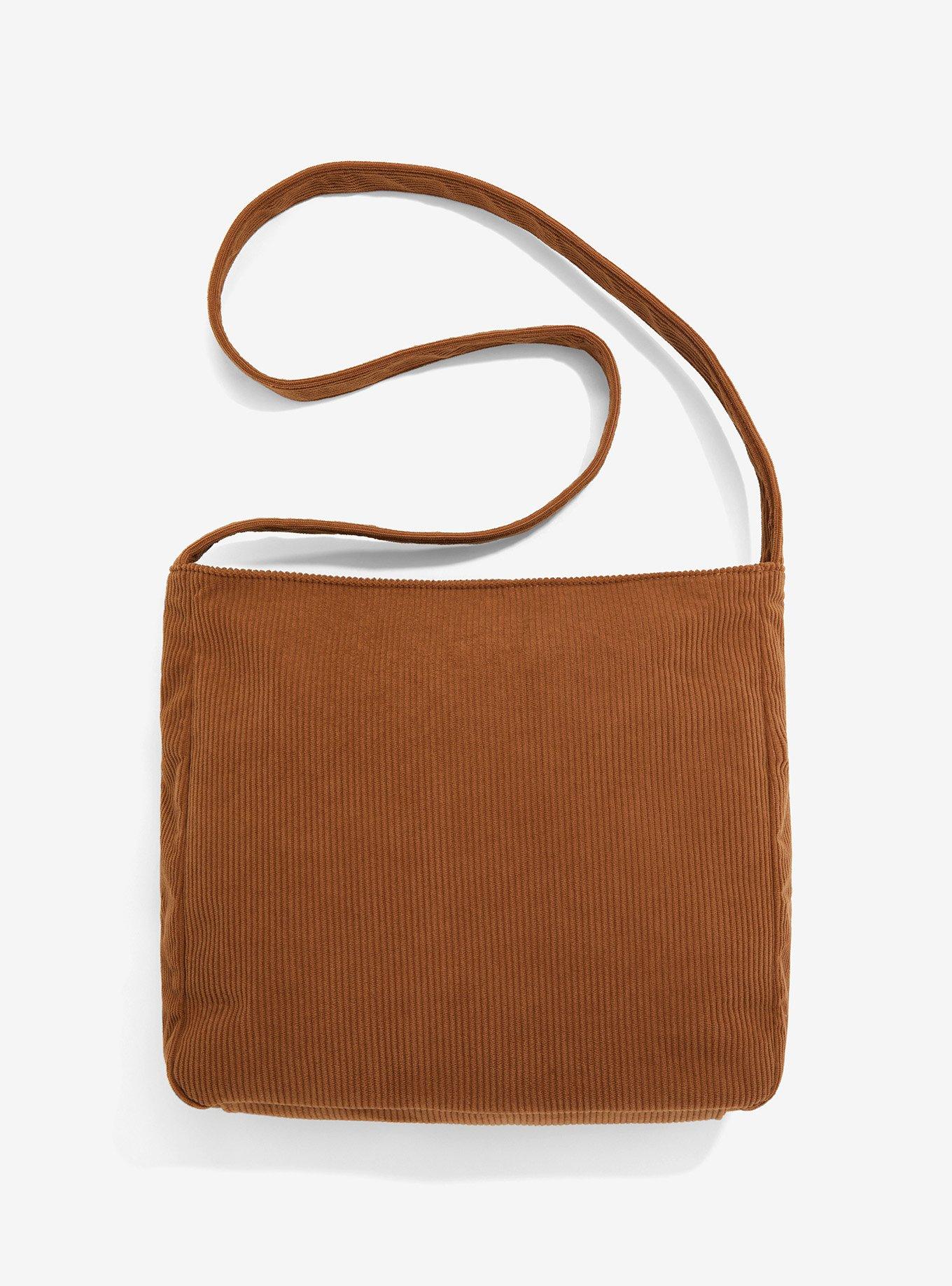 Brown Corduroy Mushroom Patch Messenger Bag, , hi-res