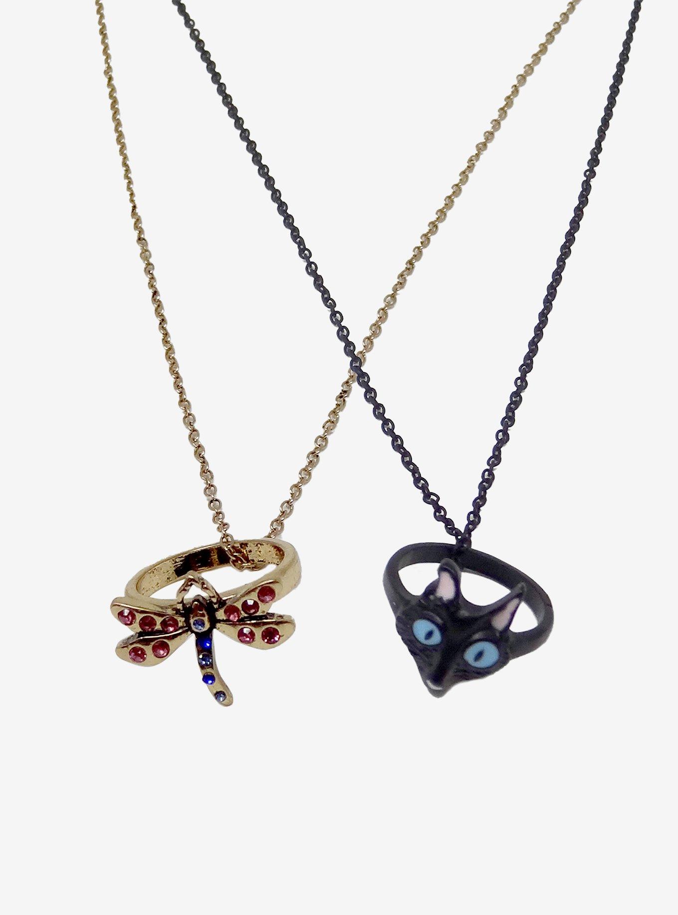 Coraline Cat & Dragonfly Best Friend Necklace Set, , alternate