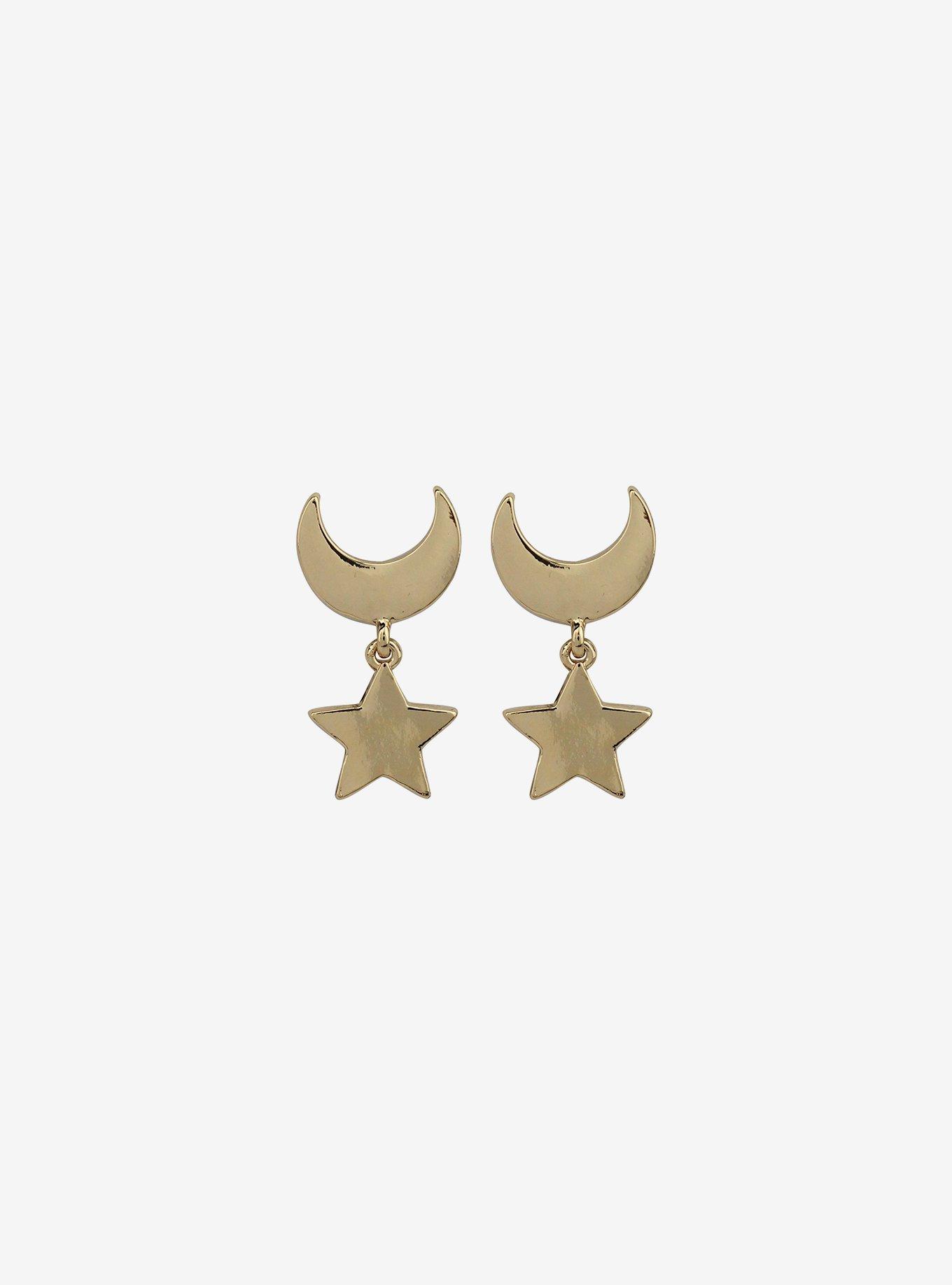 Sailor Moon Crescent Moon Star Drop Earrings, , alternate