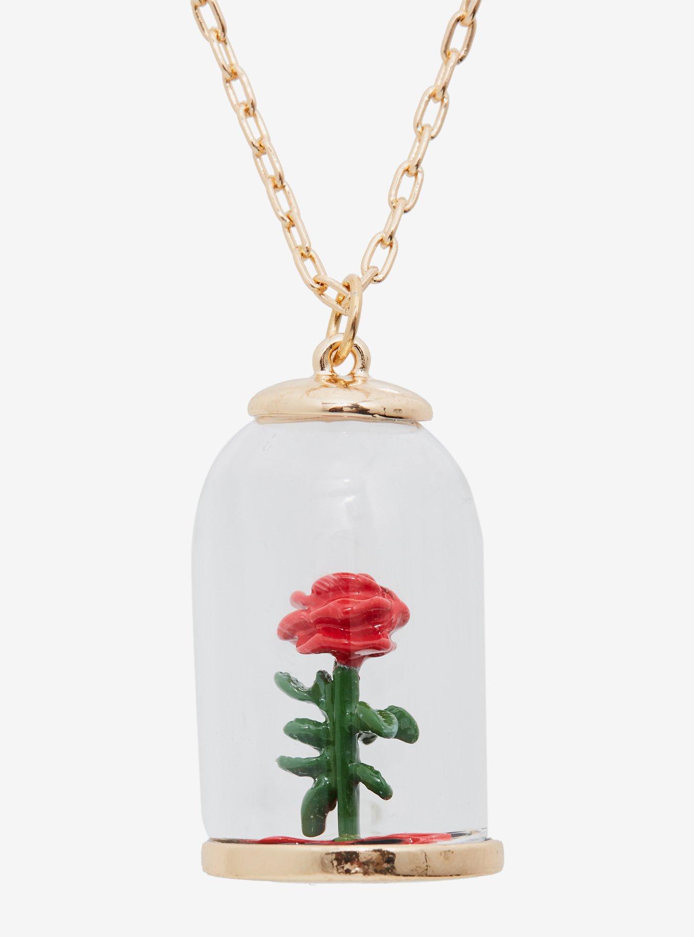 Disney Beauty And The Beast Enchanted Rose Necklace, , hi-res