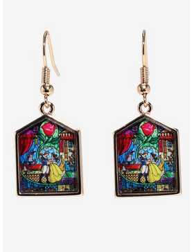 Disney Beauty And The Beast Stained Glass Drop Earrings, , hi-res