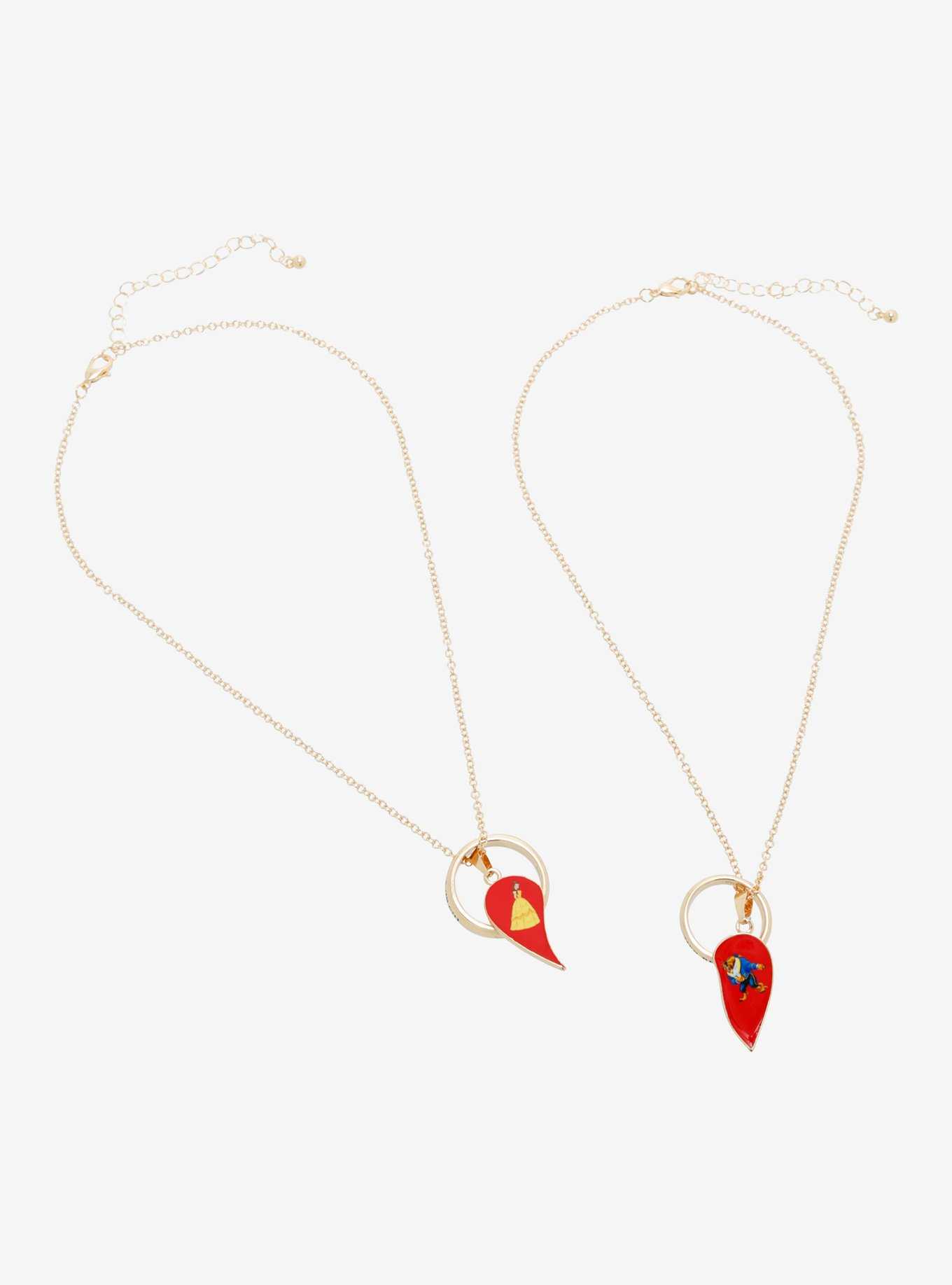 Disney Beauty And The Best Heart Ring Necklace Set, , hi-res