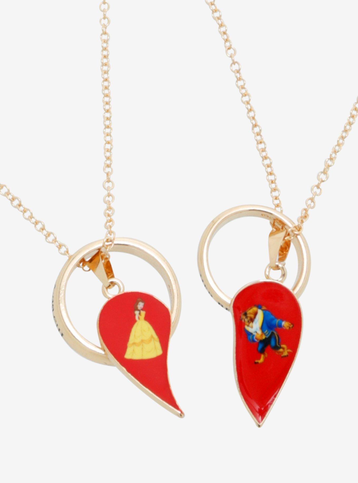 Disney Beauty And The Best Heart Ring Necklace Set, , alternate