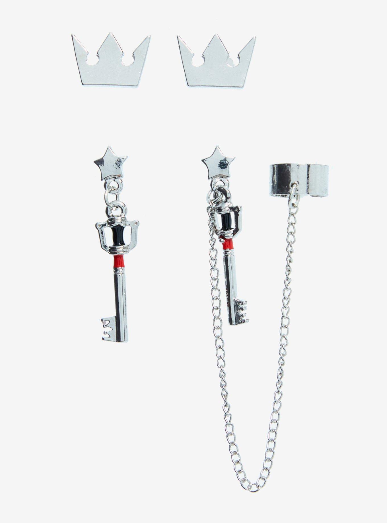 Disney Kingdom Hearts Crown & Keyblade Cuff Earring Set, , alternate