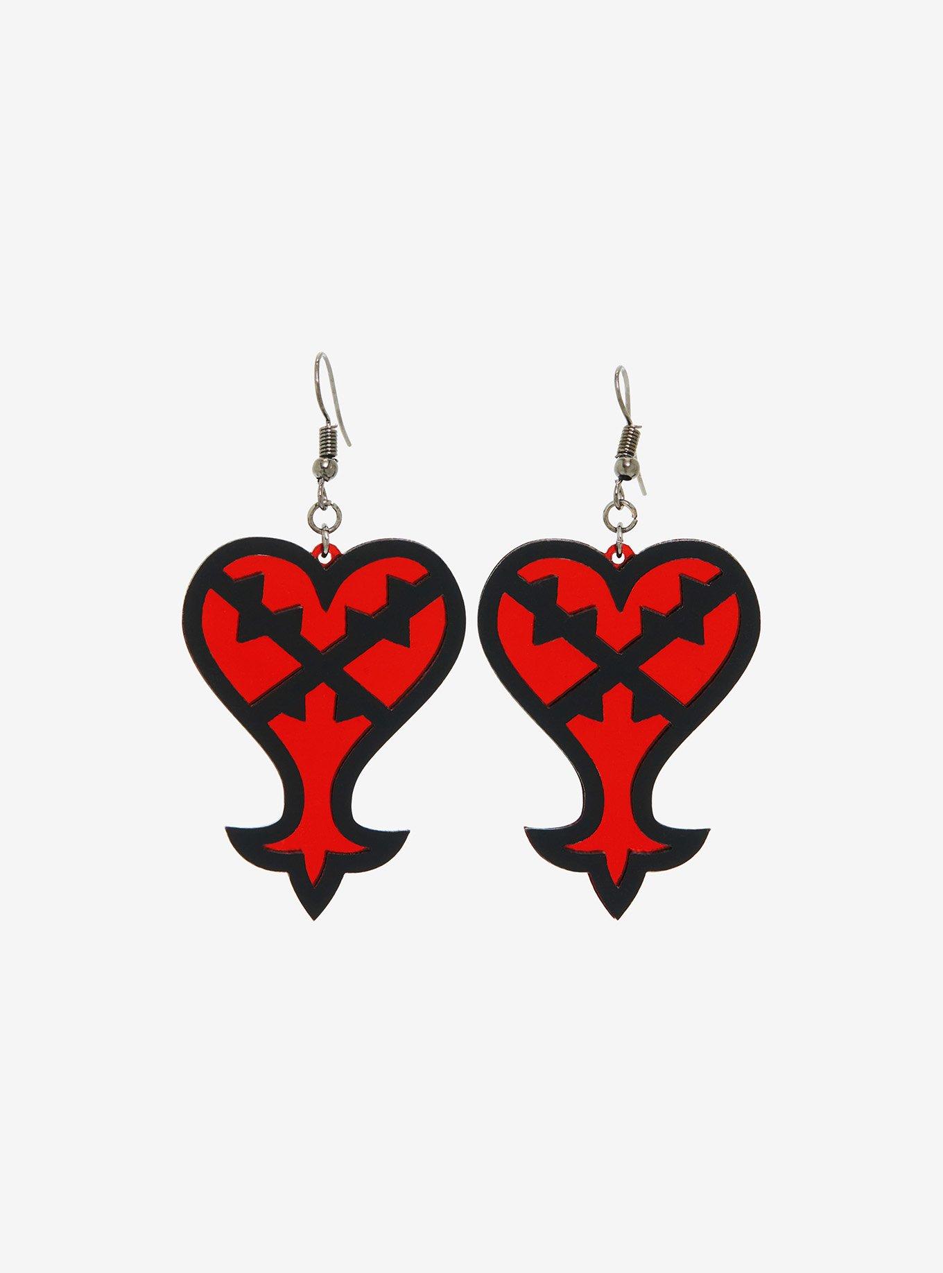 Disney Kingdom Hearts Heartless Symbol Drop Earrings