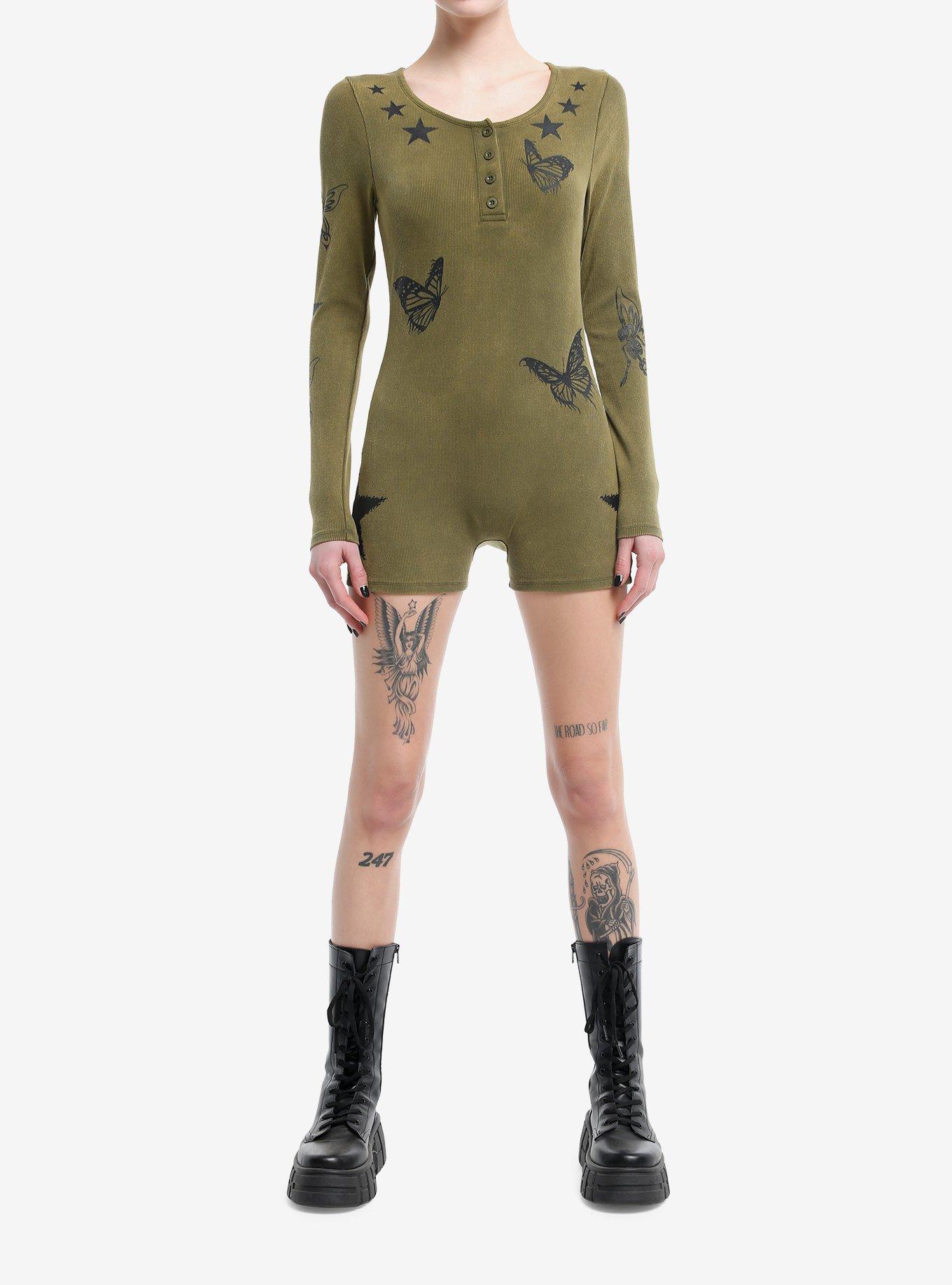 Fairy Grunge Long-Sleeve Romper, GREEN, alternate