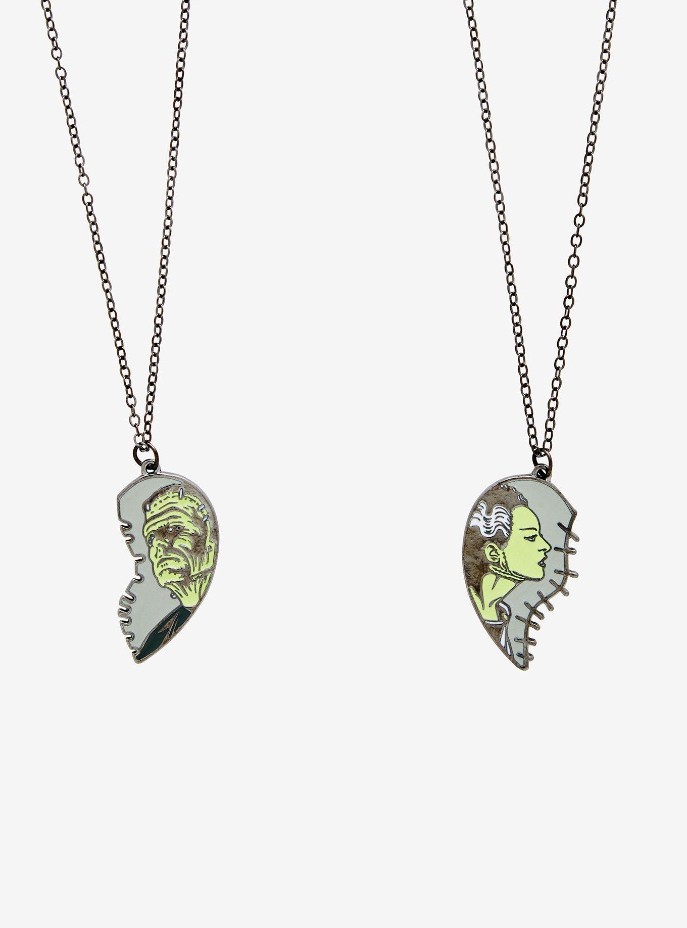 Universal Monsters The Bride Of Frankenstein Broken Heart Best Friend Necklace Set, , alternate